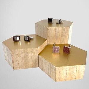 3 Elegant Sliver Tone Cufflinks Sets